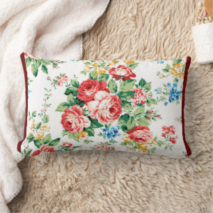 Elegant Floral Pattern with Rose Design Element Lumbar Cushion