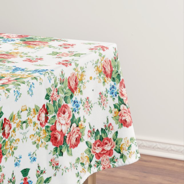 Elegant Floral Pattern with Rose Design Element Tablecloth (In Situ)