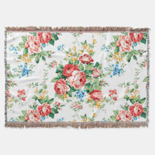 Elegant Floral Pattern with Rose Design Element Throw Blanket