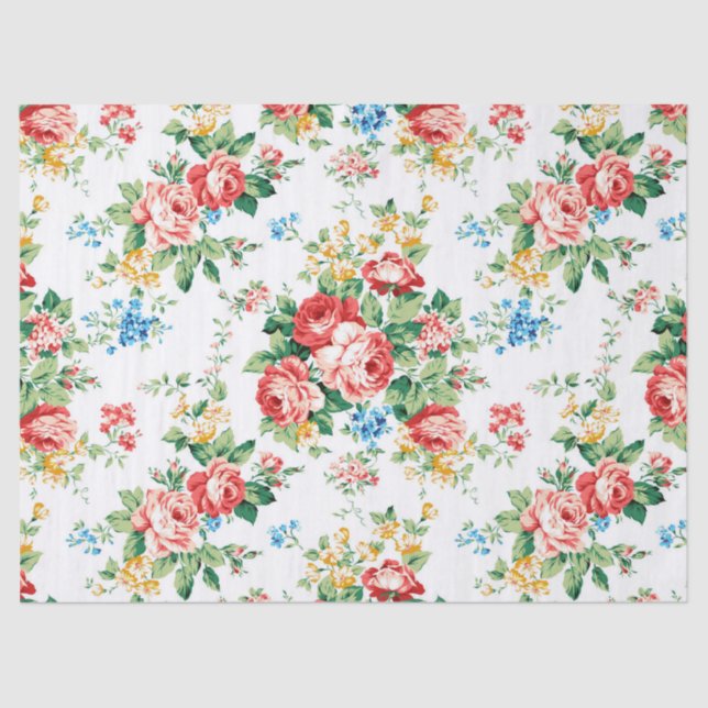 Elegant Floral Pattern with Rose Design Element Tissue Paper (Front)