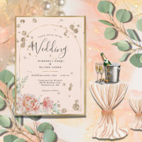 Elegant Floral Peach Gold Wedding