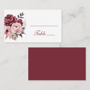 Elegant Floral Peony Watercolor Flowers Wedding Place Card