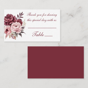 Elegant Floral Peony Watercolor Flowers Wedding Place Card