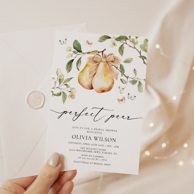 Elegant Floral Perfect Pear Bridal Shower Invitation (Creator Uploaded)