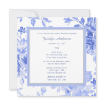 Elegant Floral Periwinkle Blue Bridal Shower