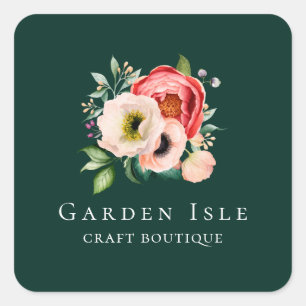 Elegant Floral Persoanlized Square Sticker