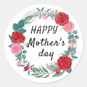 Elegant floral Personalise Mother's Day Classic Round Sticker