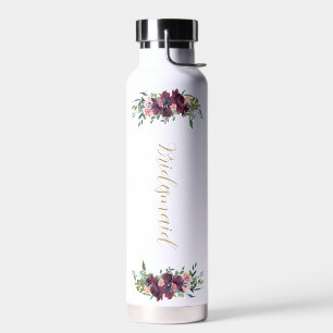 Elegant Floral Personalised Bridesmaid Proposal Water Bottle