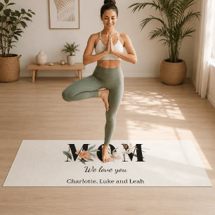 Elegant Floral Personalised Floral Mum Yoga Mat