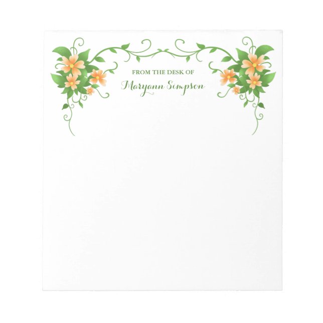 Elegant Floral Personalised From the Desk of Notepad (Front)
