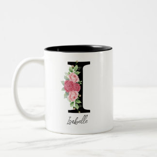 Elegant Floral Personalised Monogram Coffee Mug I