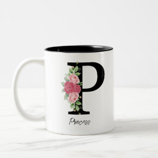 Elegant Floral Personalised Monogram Coffee Mug P