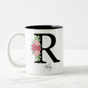 Elegant Floral Personalised Monogram Coffee Mug R