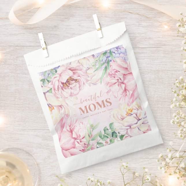 Elegant Floral Personalised Mother's Day Favour Bags (Clipped)