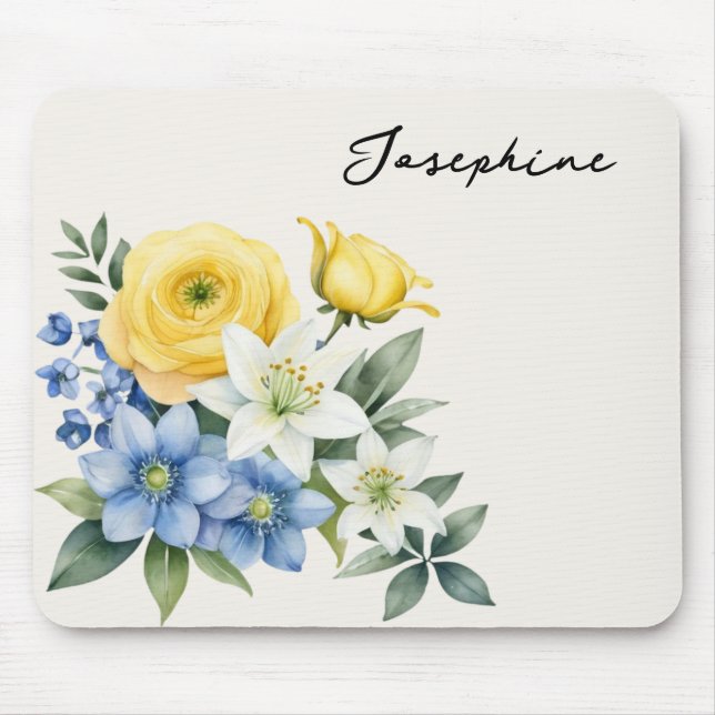 Elegant Floral Personalised Mouse Pad (Front)