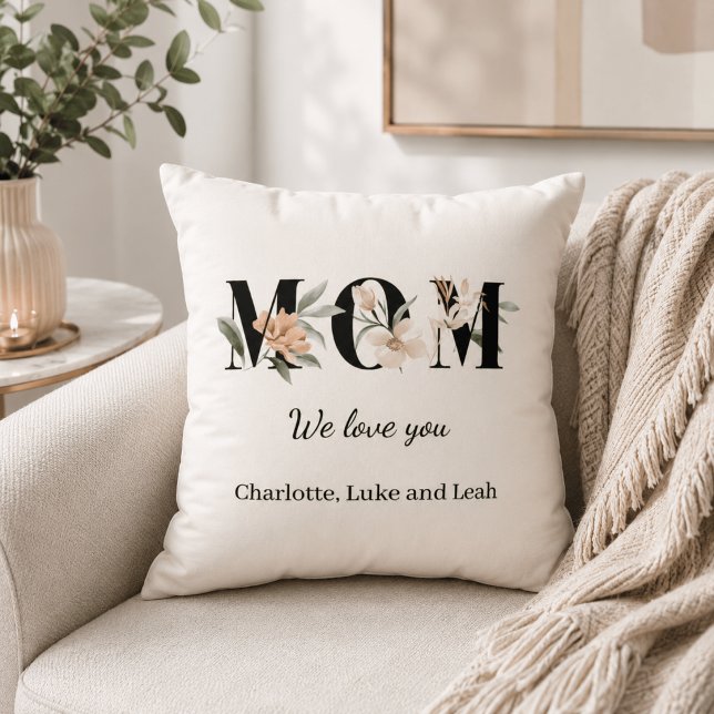 Elegant Floral Personalised Mum Throw Pillow Gift (Creator Uploaded)