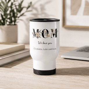 Elegant Floral Personalised Mum Travel Coffee Mug