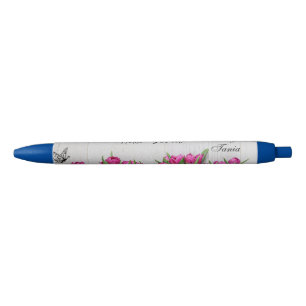 Élégant Floral personalised pen black ink