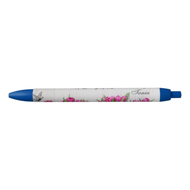 Élégant Floral personalised pen black ink (Front)