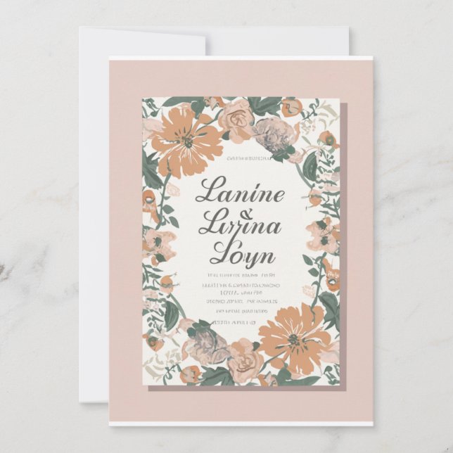 Elegant Floral Personalised Wedding Invitation (Front)