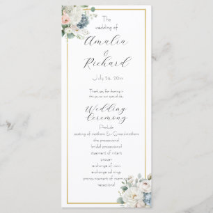 Elegant Floral Personalised Wedding Program Programme