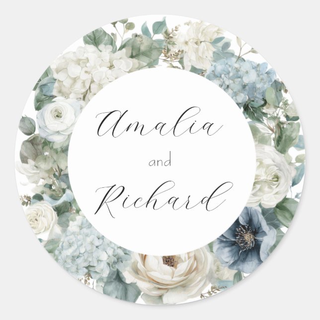 Elegant Floral Personalised Wedding Sticker (Front)