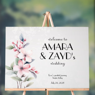 Elegant Floral Personalised Wedding Welcome -  Acrylic Sign