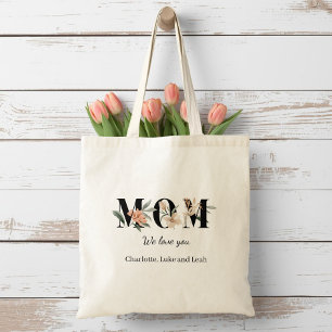 Elegant Floral Personalized Floral Mom Tote Bag