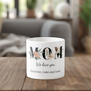 Elegant Floral Personalized Mom Espresso Mug