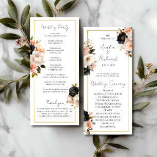 Elegant Floral Personalized Wedding Program Programme
