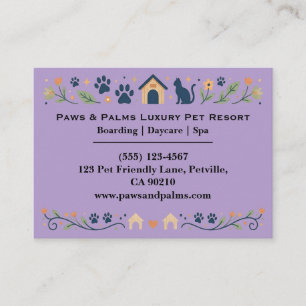 Elegant Floral Pet Boarding & Daycare Customisable Business Card