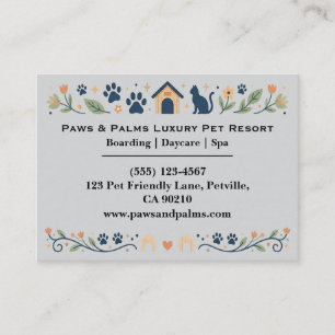 Elegant Floral Pet Boarding & Daycare Customisable Business Card