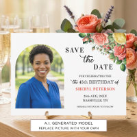 Elegant Floral Photo 45th Birthday Party
