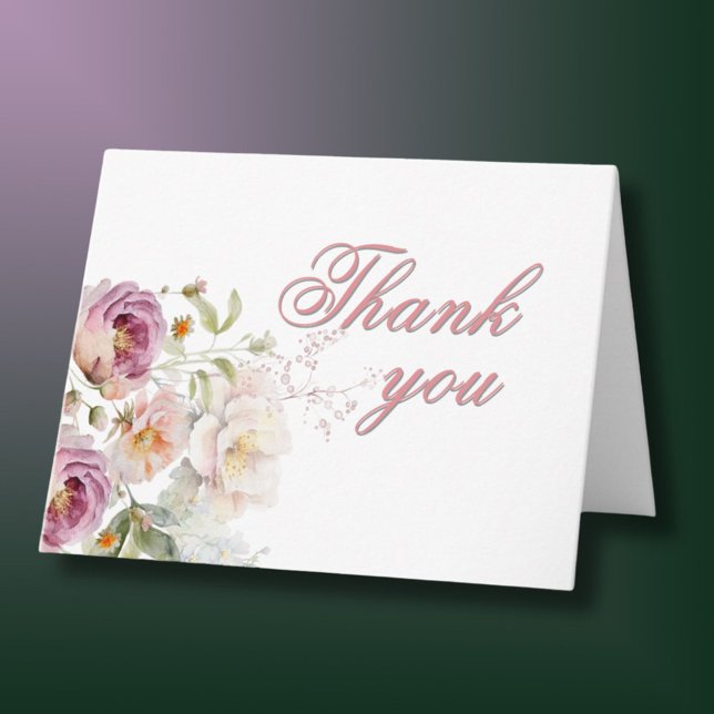 Elegant Floral Photo Any Year Birthday  Thank You Card (Creator Uploaded)
