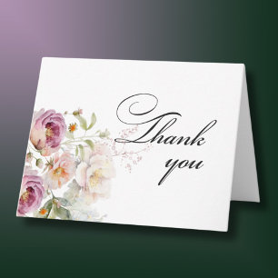 Elegant Floral Photo Any Year Birthday Thank You Card