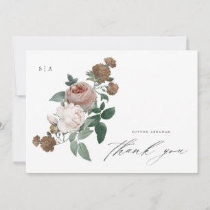 Elegant Floral Photo Baptism Thank You Card