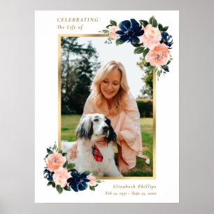 Elegant Floral Photo Celebration of Life Sign