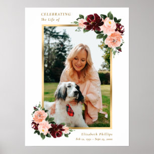 Elegant Floral Photo Celebration of Life Sign