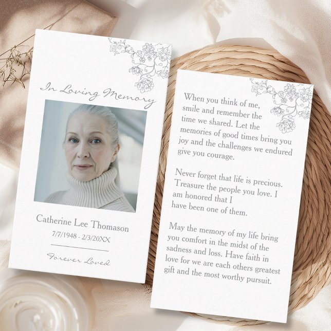 Elegant Floral Photo Funeral Prayer Card (Elegant Floral Photo Funeral Prayer Card
)