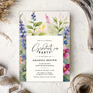 Elegant Floral Photo Graduation Class of 2026  Invitation