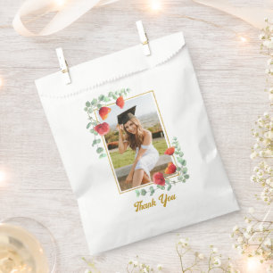 Elegant Floral Photo Graduation Favor Bag