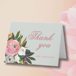Elegant Floral Photo Link 60th Birthday Party Thank You Card