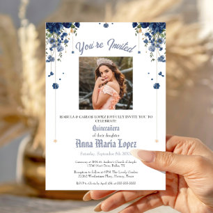 Elegant Floral Photo Mis Quince Quinceañera 15th Acrylic Invitations