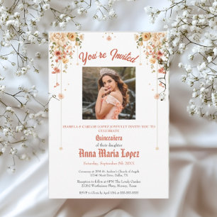 Elegant Floral Photo Mis Quince Quinceañera 15th  Acrylic Invitations