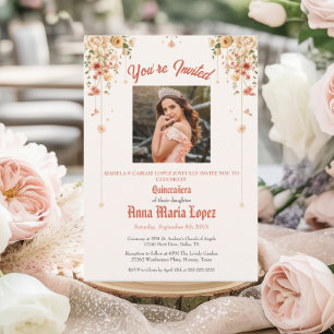 Elegant Floral Photo Mis Quince Quinceañera 15th Acrylic Invitations