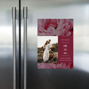 Elegant Floral Photo Save the Date Magnetic Invitation