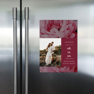 Elegant Floral Photo Save the Date Magnetic Invitation