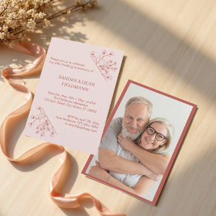 Elegant Floral Photo Wedding 50th Anniversary Invitation