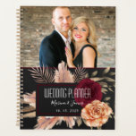 Elegant Floral Photo Wedding Planner<br><div class="desc">Rustic,  boho,  elegant moody romantic black and burgundy wedding planner book with photo,  adorable watercolor flowers and pampas grass.</div>