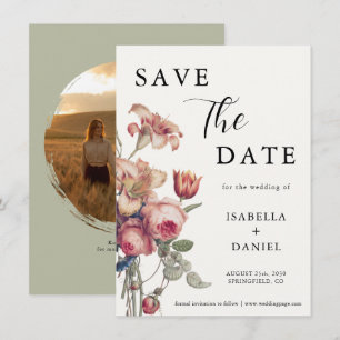 Elegant Floral Photo Wedding Save The Date